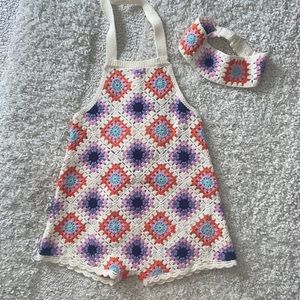 Zara toddler crochet romper with matching headband